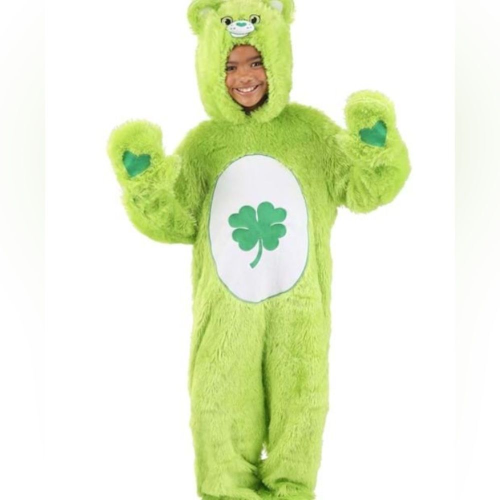 Care Bears Classic Good Luck Bear Child XL Costume Long pile fur clover